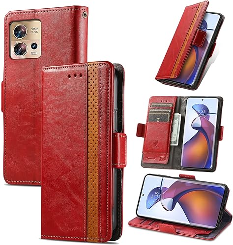 Miniatura 155 de Funda para Honor X7, Funda para Honor Play 30+ Plus Funda de piel sintética con ranuras para tarjetas Funda con soporte abatible Rojo