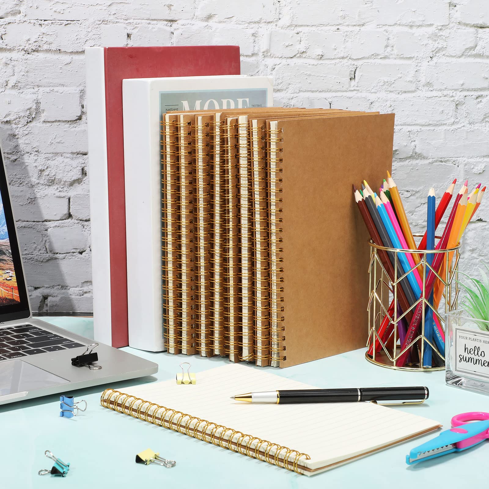 Outus 50 quaderni a spirale, formato A5, rilegati a spirale, con copertina rigida, a righe, con rilegatura a spirale, per appunti a spirale, per agenda scolastica, viaggi, forniture per ufficio