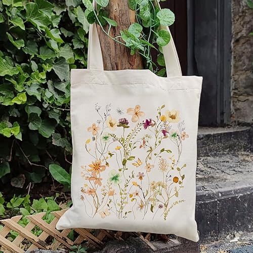 Miniatura 3 de Bolsa de lona con bolsillo interior, estética, reutilizable, bolsa de compras, bolsa de hombro, libro, regalos