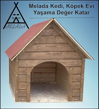 Melada Köpek Kulübesi Büyük Boy Ahşap Ceviz 100x100x78 cm
