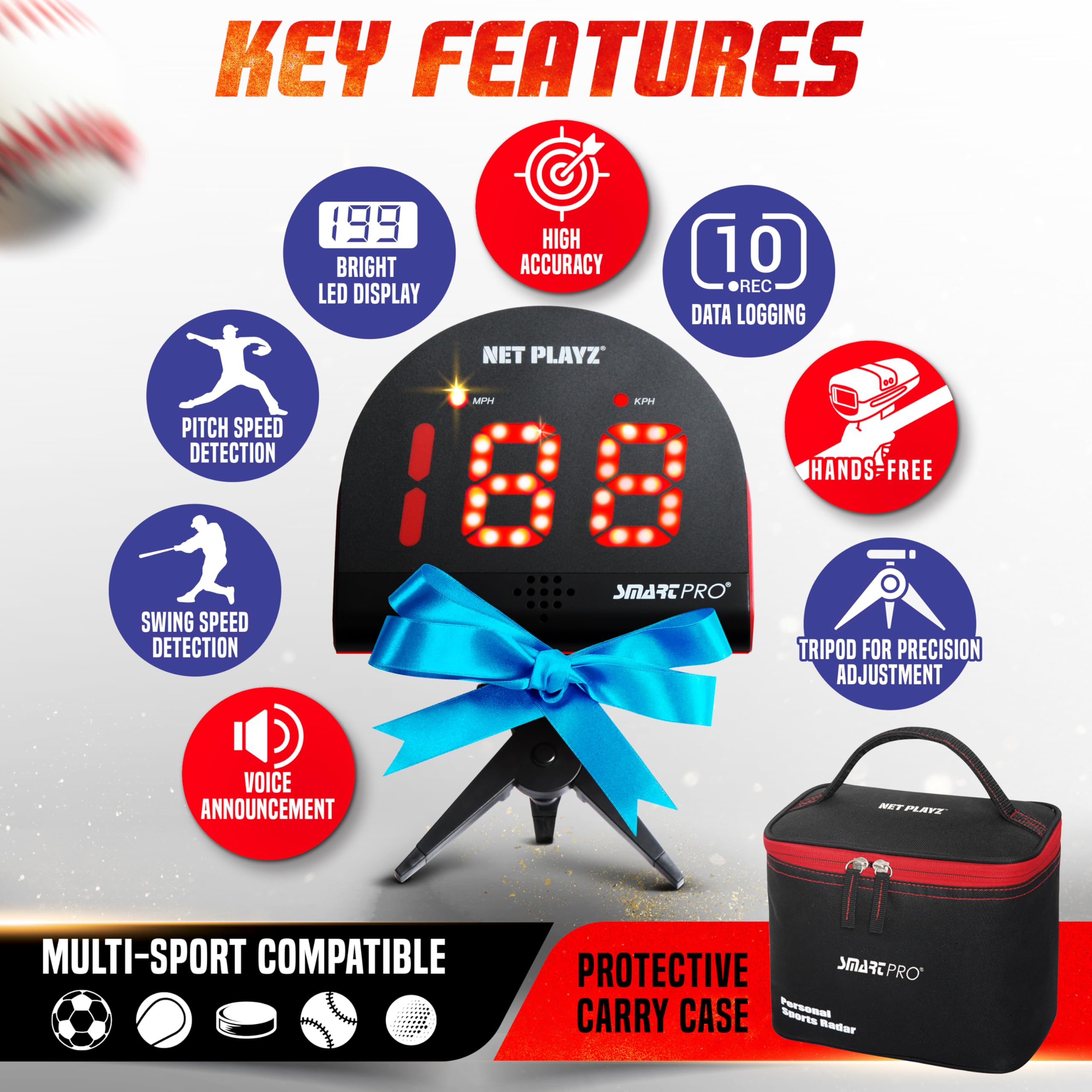 NET PLAYZ Smart Baseball Trainer Combo avec 1 ensemble de radar de sport
