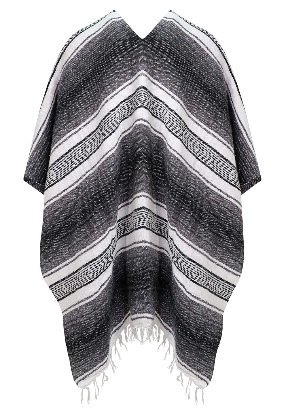 Purity Style Mexican Blanket Poncho for Adults, Festival Poncho, Mexican Fancy Dress Costume (Grey)