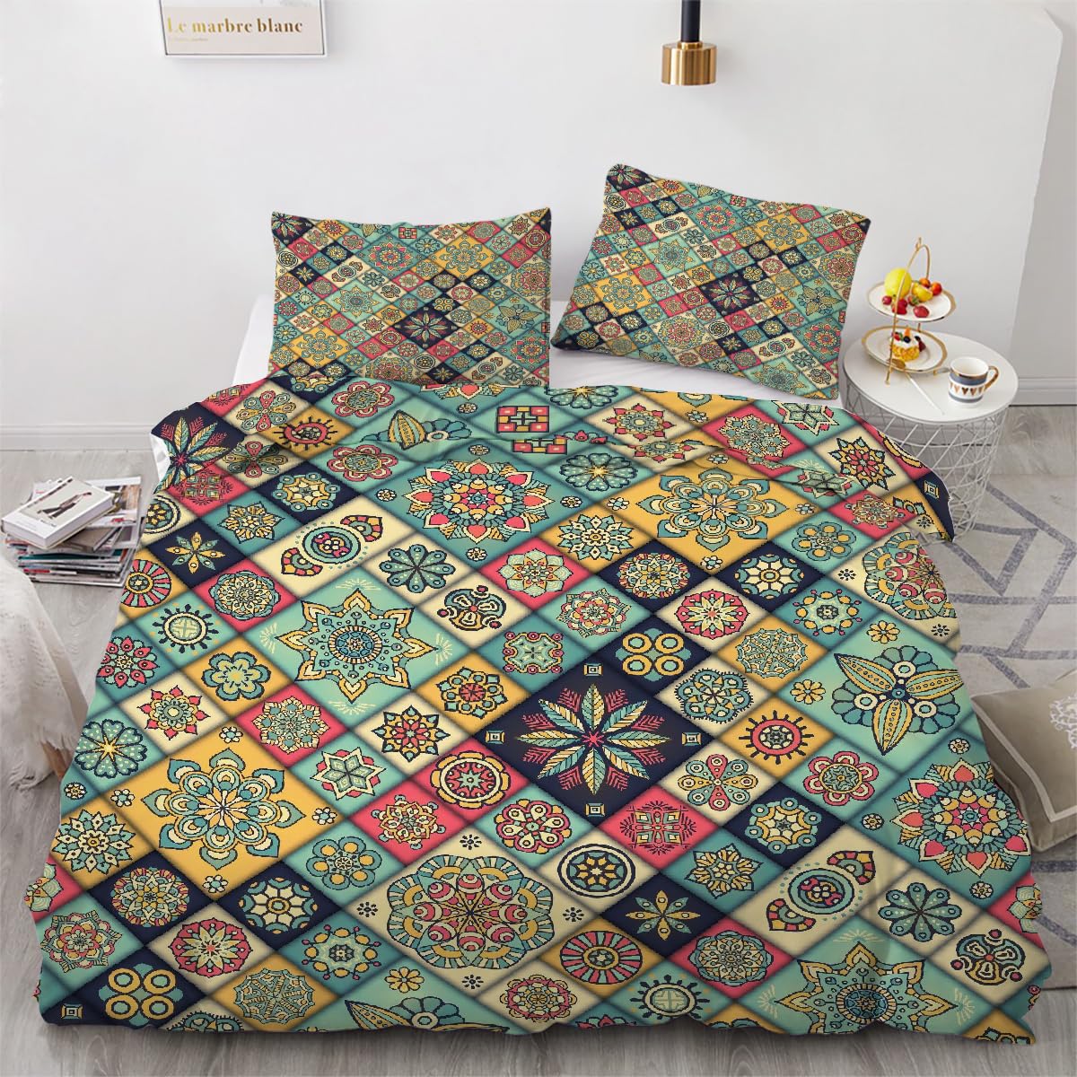 Microfibre douce premium pour cette parure de lit réversible 240x260