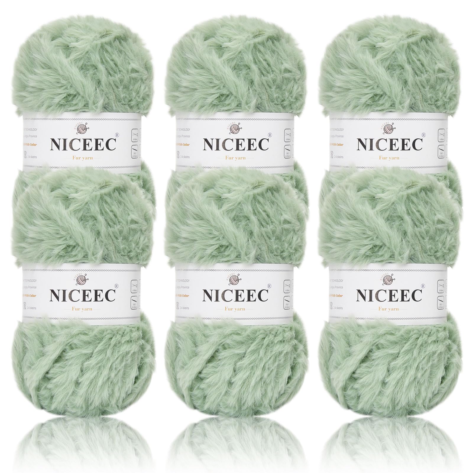 NICEEC Faux Fur Yarn Super Soft, Chunky & Fluffy, Eyelash Yarn for Crochet & Knitting(Total Length 210yds/10.6oz) - Waves/300g