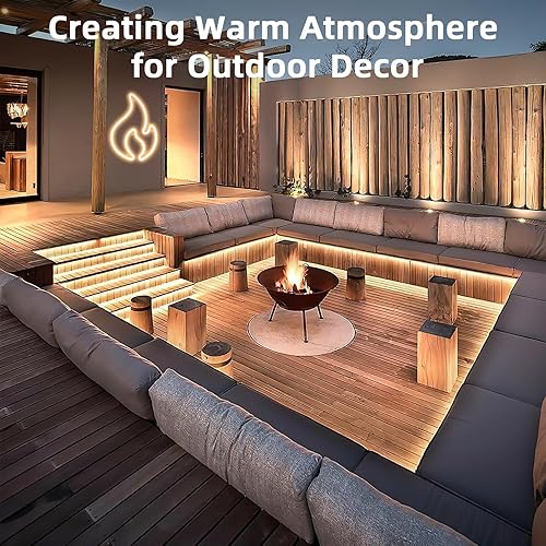 Miniatura 6 de Lamomo Tira de luces de neón para exteriores, 49.2 pies, blanco cálido, IP65, impermeable, regulable, tira de luces LED, 24 V, 3000 K, 1800 luces de