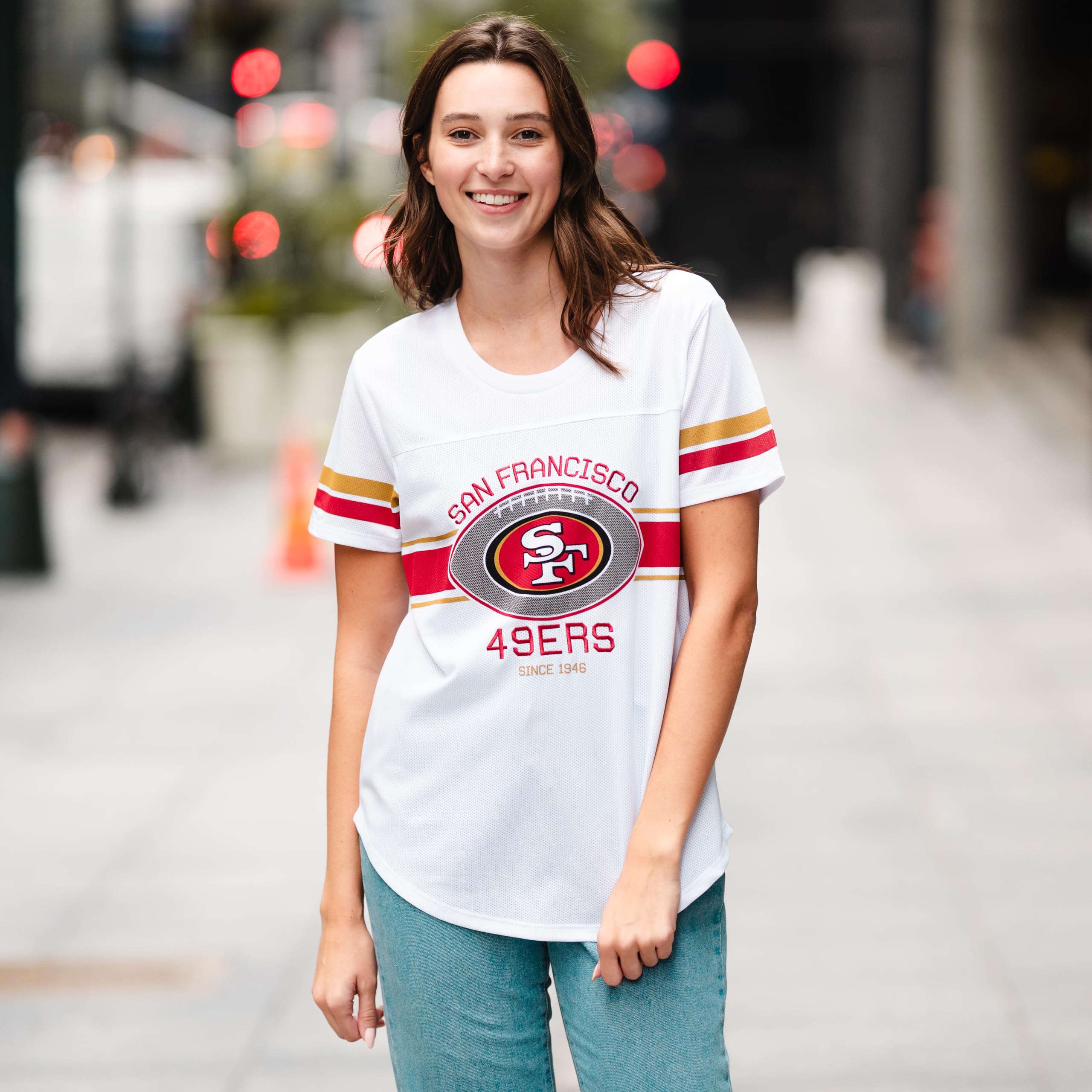 Ultra Game Womens Standard Soft Mesh Jersey Varsity Tee Shirt White, Medium