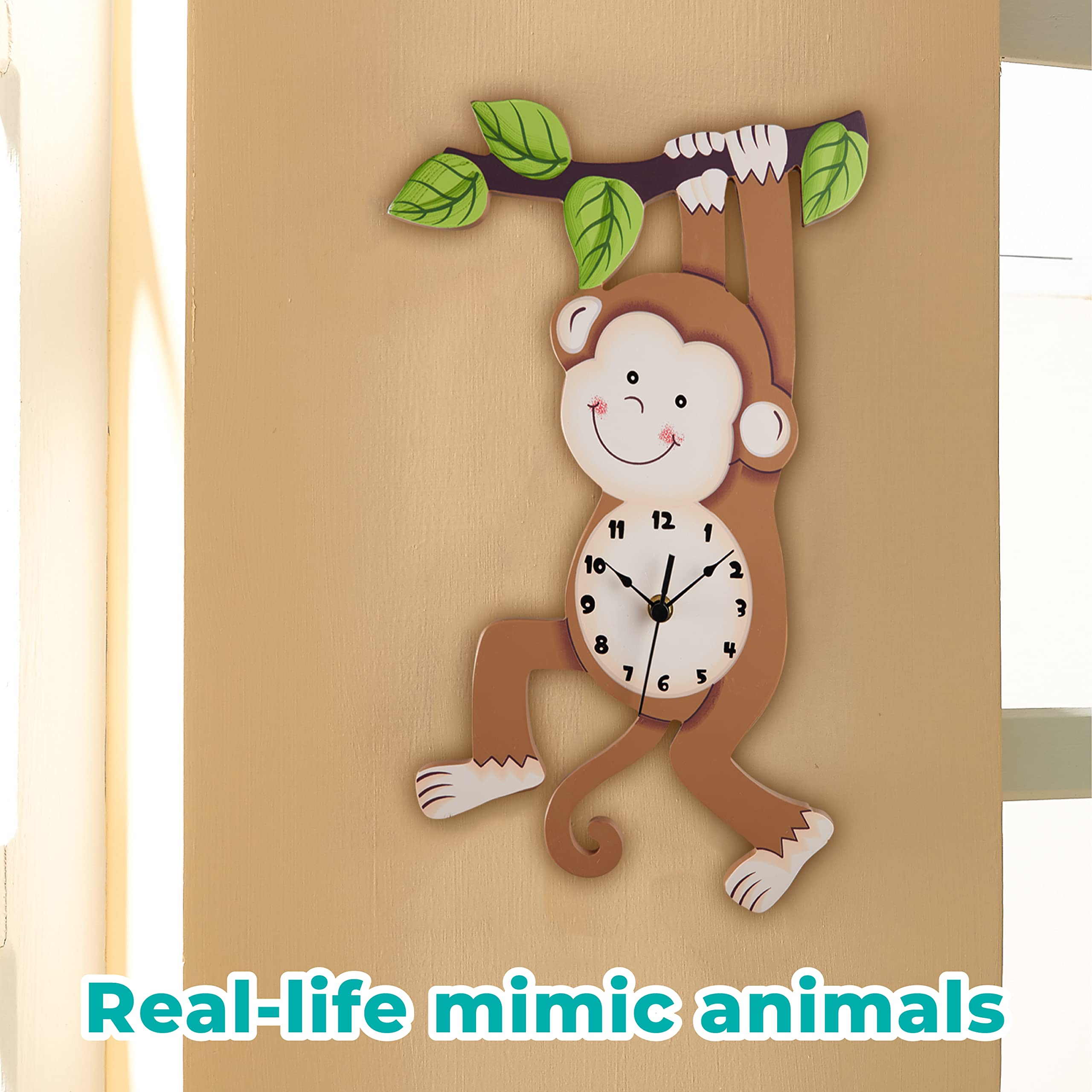 Fantasy Fields Horloge Murale Enfant Sunny Safari Pendule Bois décor Chambre bébé TD-0081AR