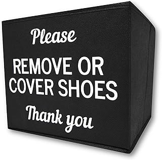 Shoe Covers Box - Real Estate Agent Supplies , Disposable Shoe Bootie Holder For Realtor Listings and Open Houses , Please Cover or Remove Shoes Bin , Shoe Bootie Basket