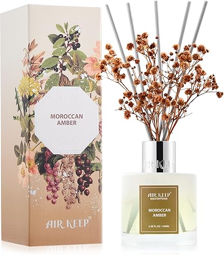Miniatura 25 de Airkeep Difusor de varillas de 3.38 onzas (3.4 fl oz), juego de difusor de varillas perfumadas de lino limpio y vainilla de cachemira, difusor de