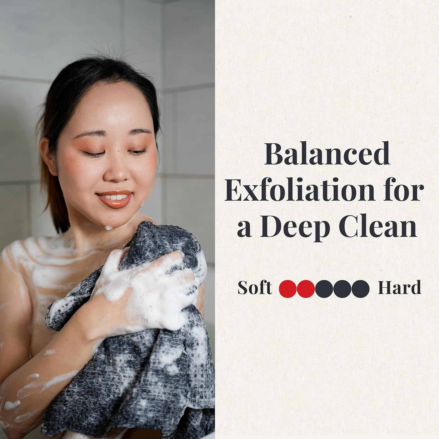 Japanese Exfoliating Washcloth - Made in Japan, 100% Nylon Shower Towel, A Body Wash Cloth for All Skin Types. x1-Pack