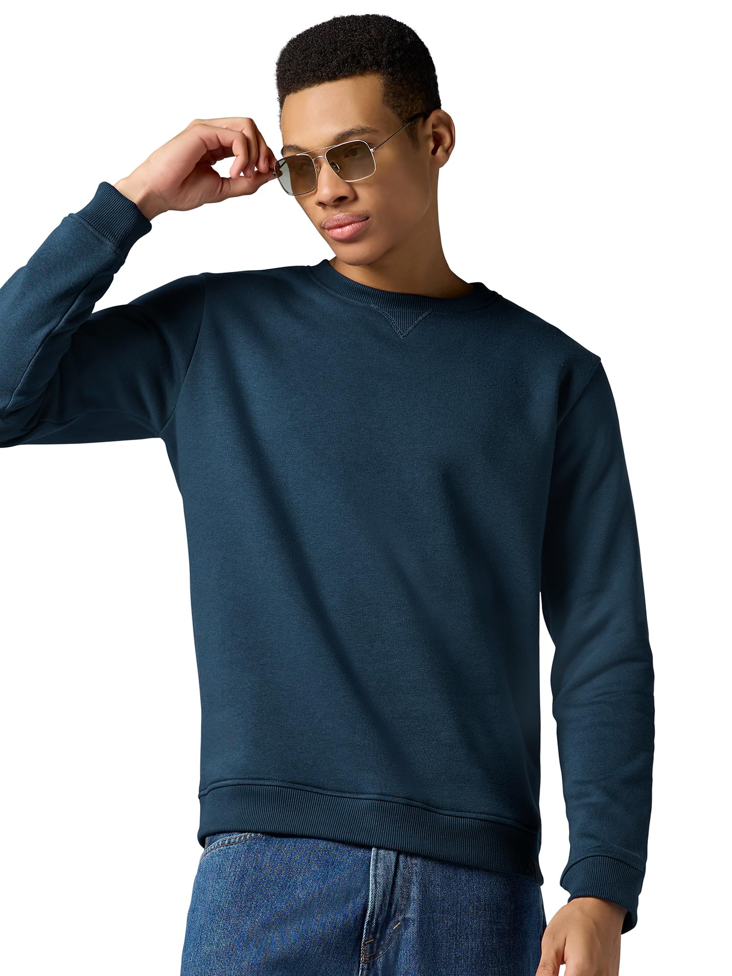 Intellismooth Neo Slim Fit Cotton Rich Round Neck Sweatshirt for Men