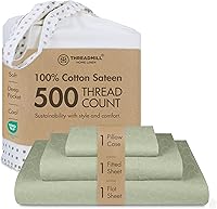 Vista 25 de Threadmill Juego de sábanas de 4 piezas de 100 % algodón, hipoalergénico, transpirable, resistente a las manchas, 500 hilos