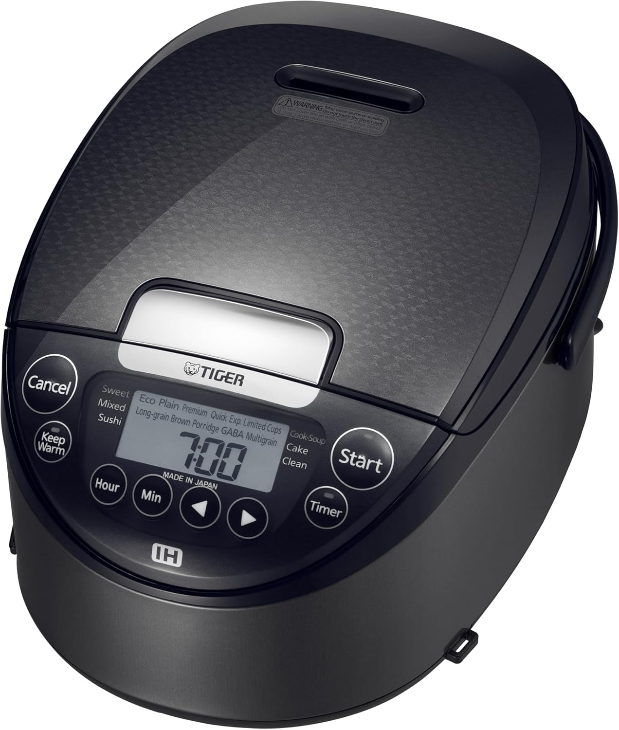 Tiger 10 Cup 1.8Litre JPWG18A Induction Heating IH MultiFunctional Rice Cooker, dark grey