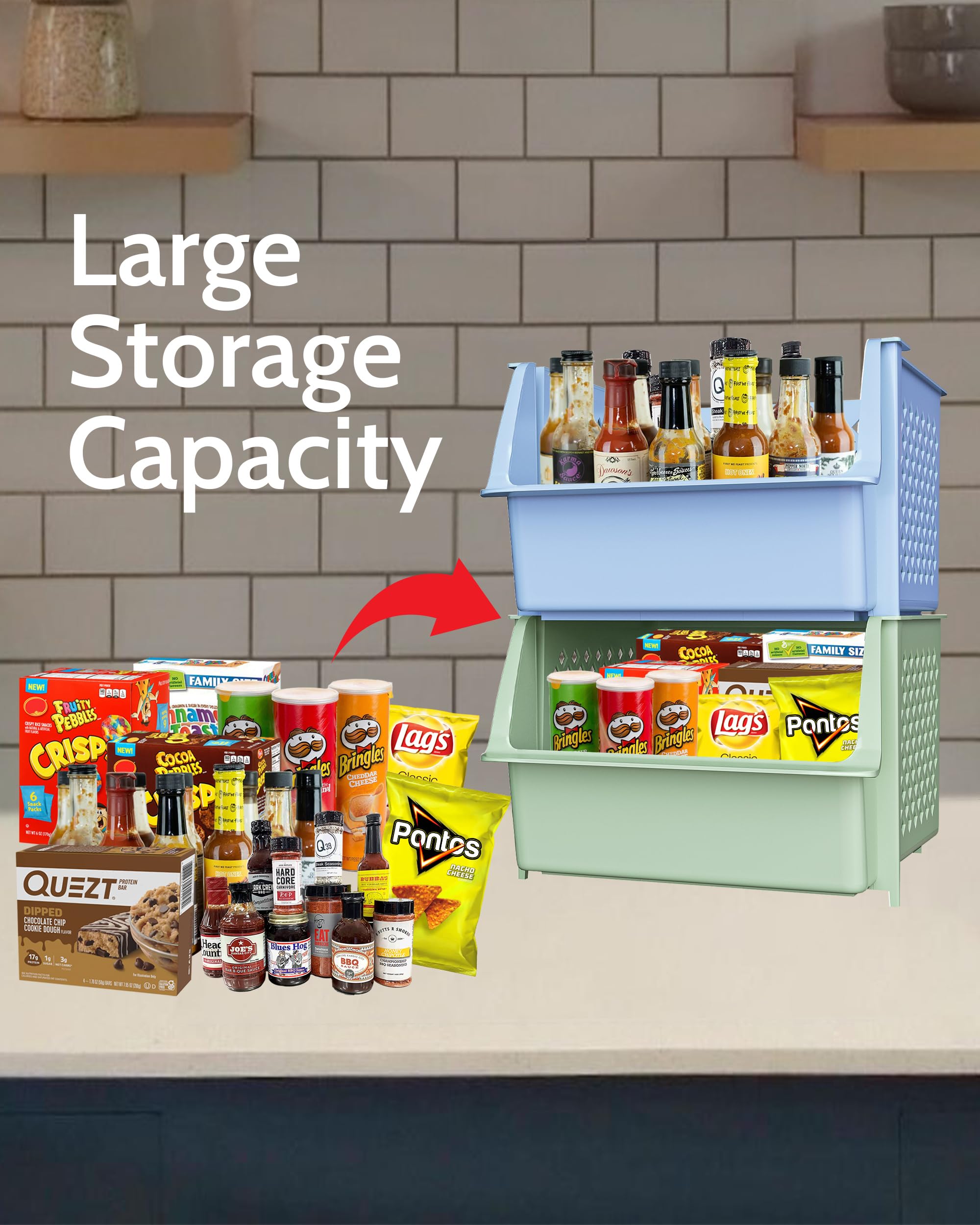 Stackable Pantry Snapklik.com : Skywin Plastic Stackable Storage Bins For Pantry - 2 ...