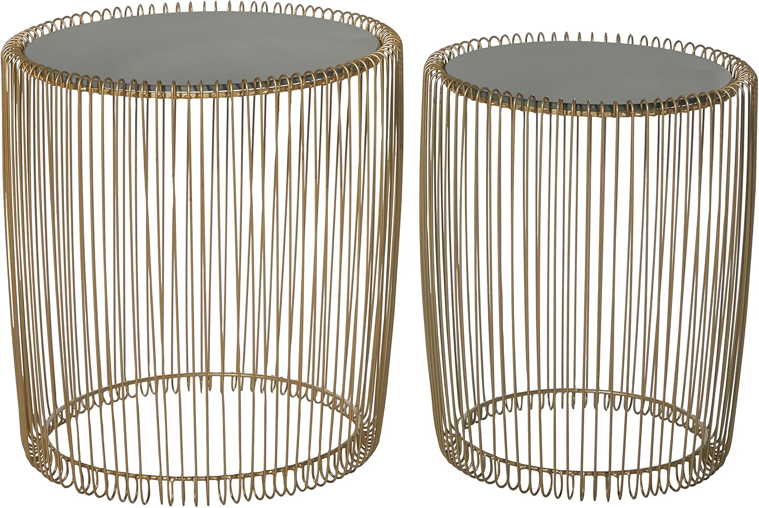 Deco 79 Metal And Glass Accent Table Set Of 2, 17", 18"H, reflective/gold : Home & Kitchen