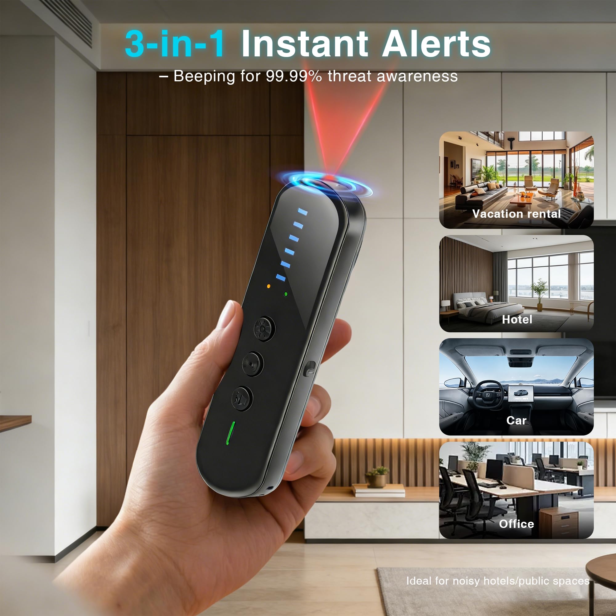 Upgraded Hidden Camera Detector, AI-Powered Anti-Spy Device, GPS Tracker & Bug Detector, Portable RF Signal Scanner for Hotels, Travel, Home & Office (M) - 3
