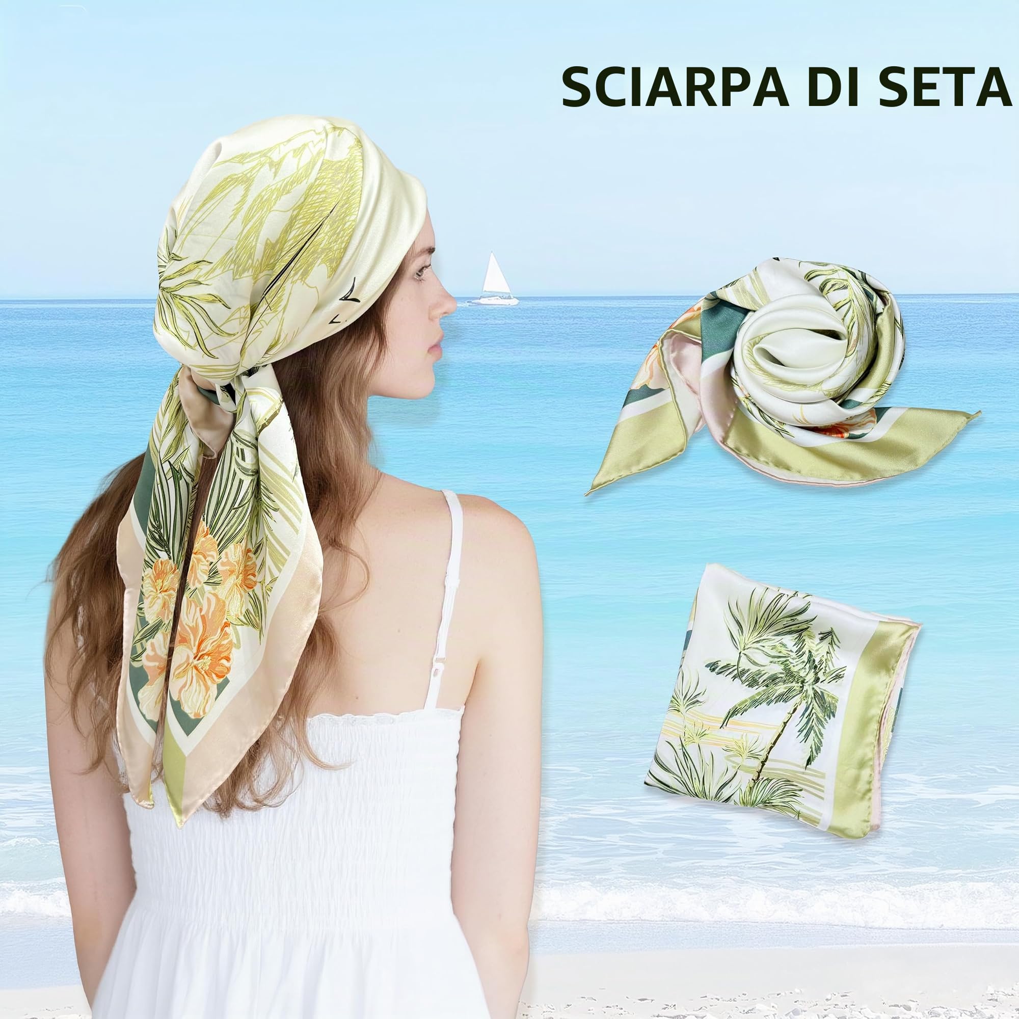 Townssilk Foulard in seta 100% di gelso da donna 90x90 cm, certificato OEKO-TEX, lussuoso e liscio come la seta, sciarpa/foulard, accessorio di moda quadrato, 90x90cm