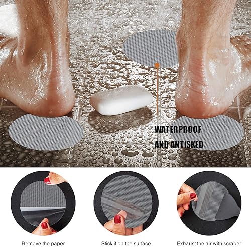 Miniatura 10 de Secopad Calcomanías para bañera antideslizantes, 36 piezas de peldaños de ducha de seguridad con raspador premium (blanco)