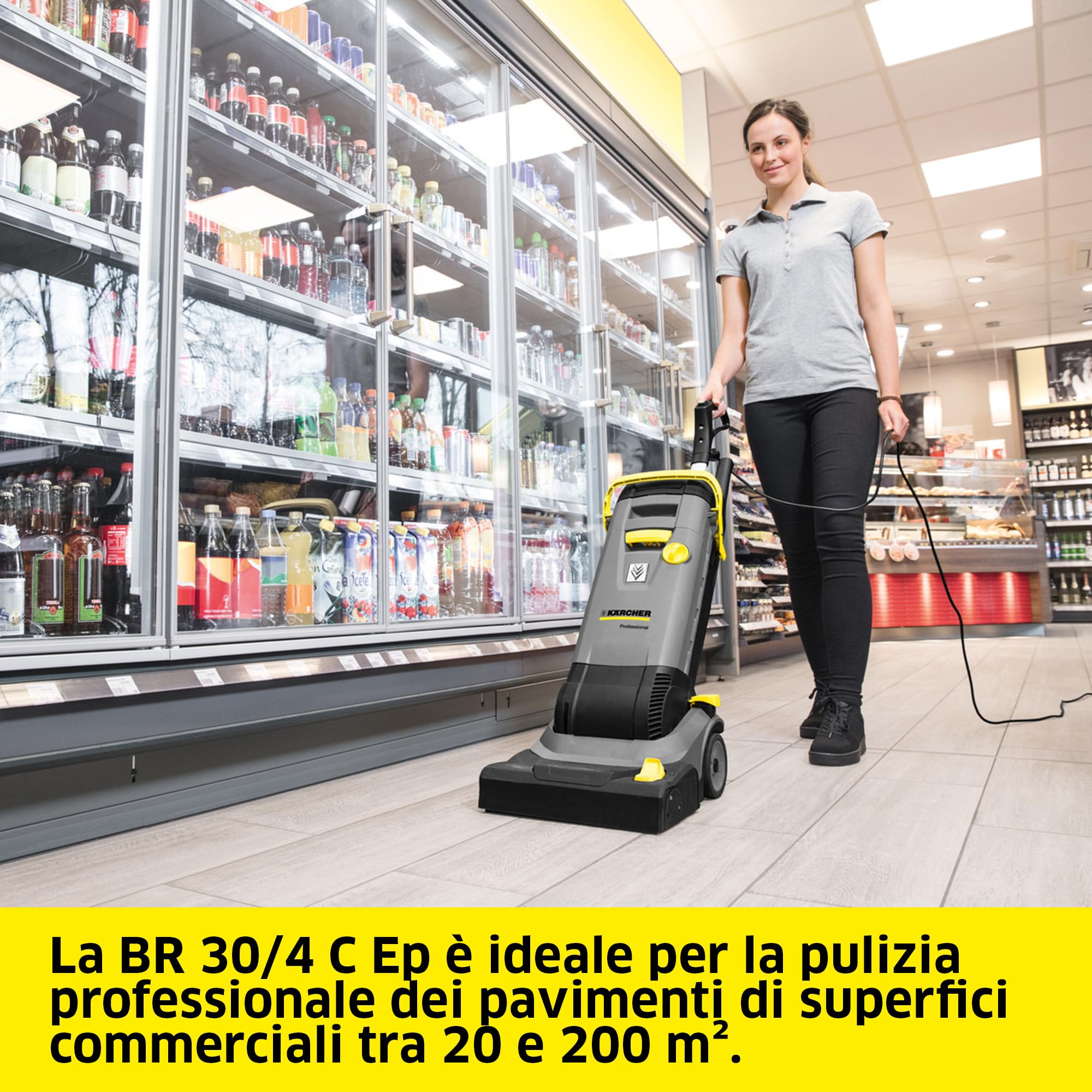 KÄRCHER lavasciuga BR 30/4 C, potenza: 820 W, resa superficiale: max 200 m², alimentazione a rete, sistema a 2 serbatoi, larghezza lavoro: 300 mm, spazzola a rullo