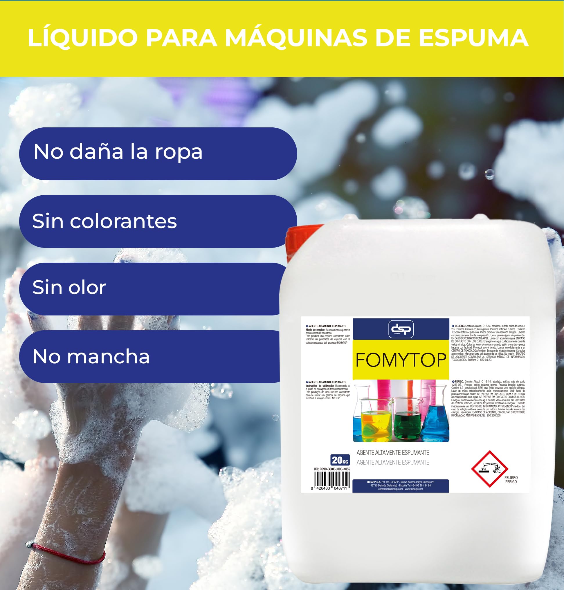 Disarp Global - Fomytop – Agente Altamente espumante para cañones de Espuma