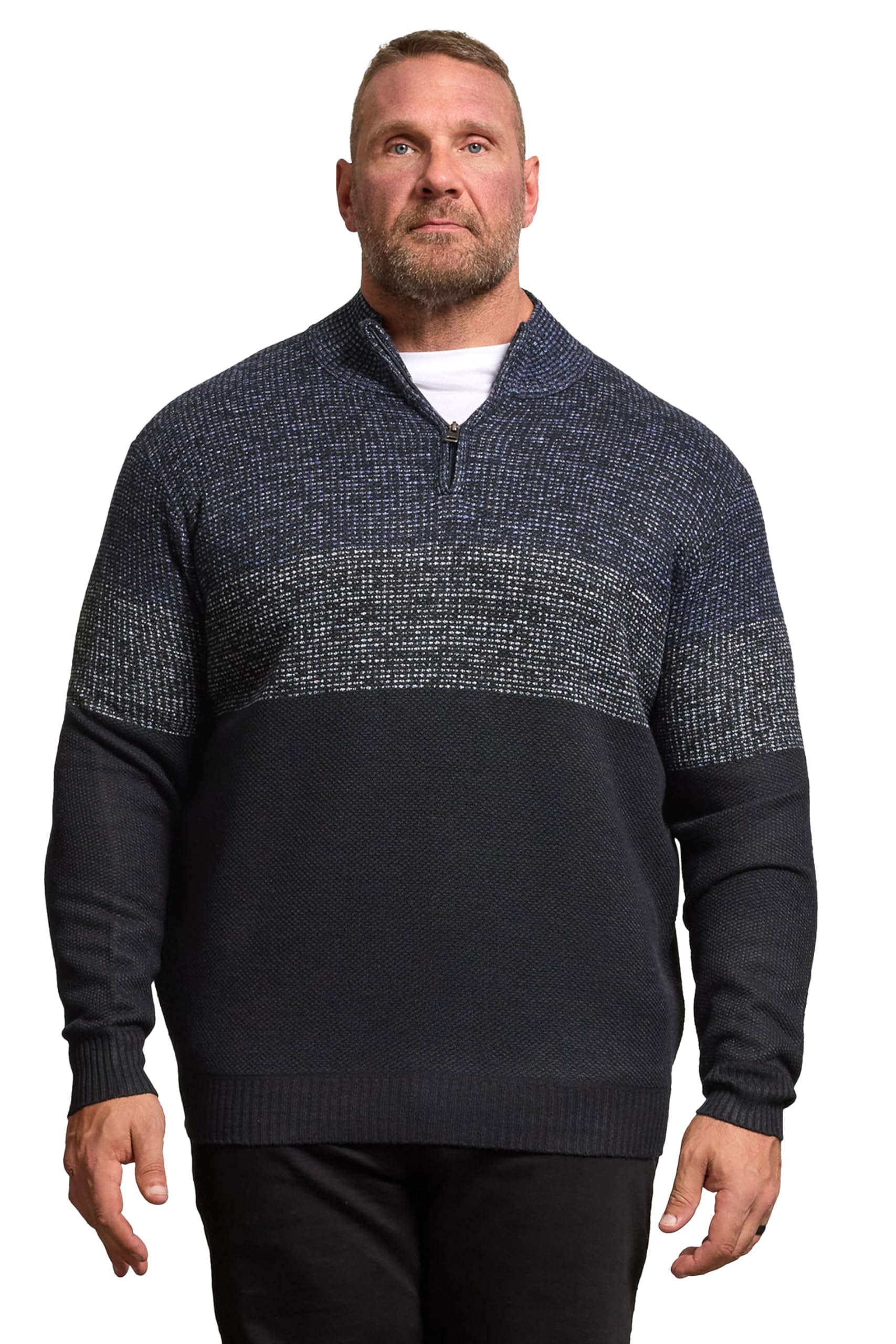 BadRhino Men's Quarter Zip Jumper - Dark Navy - 5-6XL