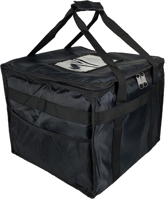 Hot Food Bag For Pizza, Takeaway, Restaurant, Picnic, Indian, Chinese, Kebabs, Catering, Delivery Bag, Thermal Insulated 38x38x32cm HFB45L - Black