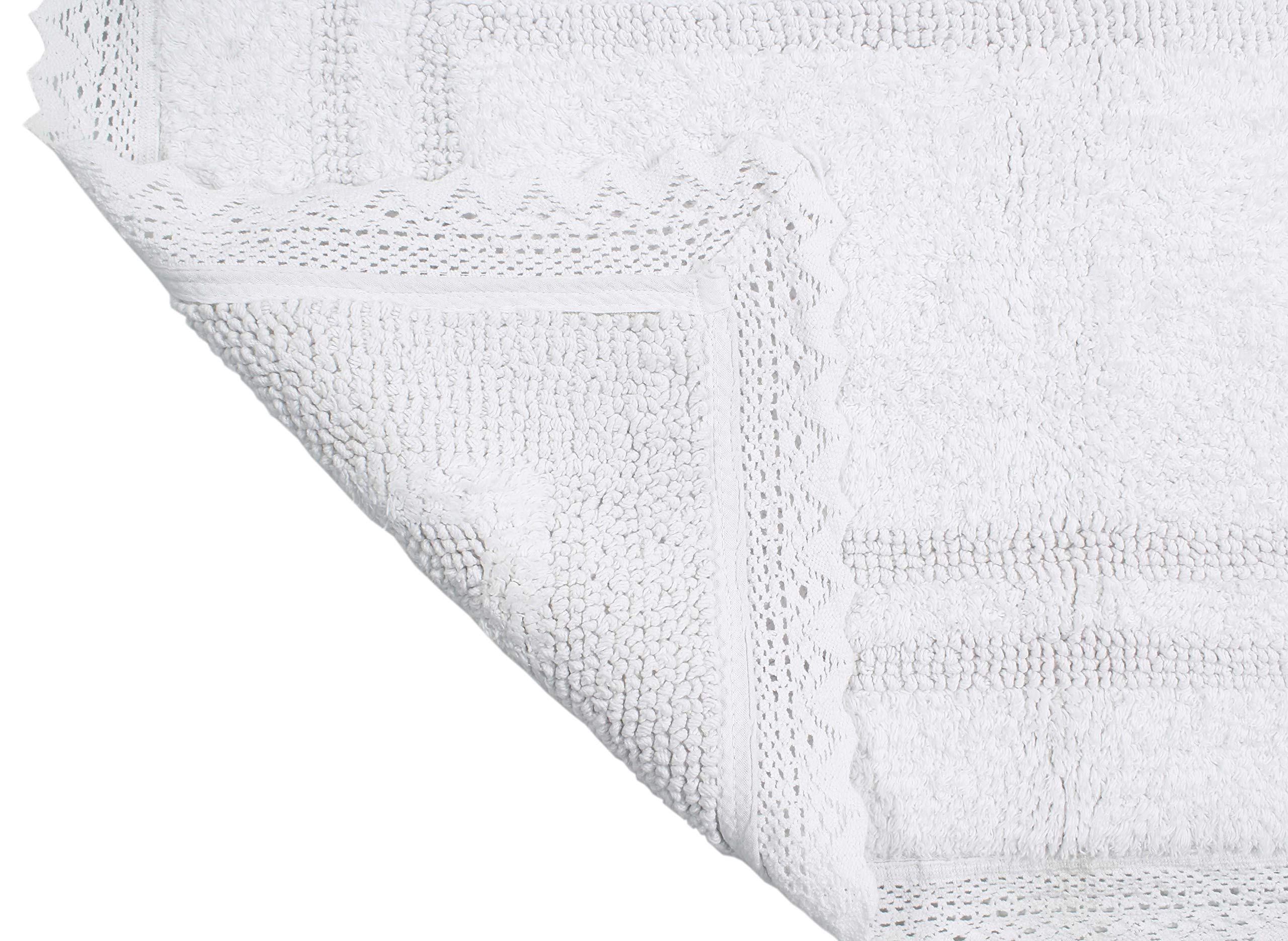 Home Weavers Opulent Bathmat Collection Absorbent Cotton Soft Reversible Bath Rug, Machine Wash Dry, 20"x20", White