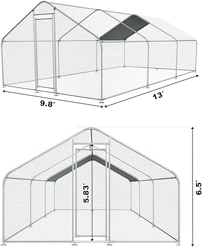 Miniatura 21 de Gallinero grande de metal, jaulas de pollo con cubierta impermeable y anti-ultravioleta para exteriores