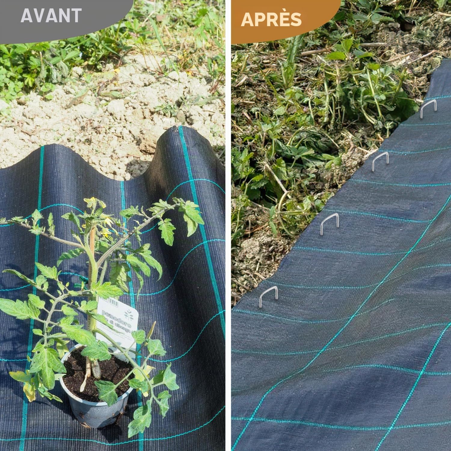 Lot de 300 piquets d'ancrage au sol en acier galvanisé - Pour toile anti-mauvaises herbes, non-tissé de jardin, clôture, jardin (150 x 25 mm - Ø 2,8 mm)