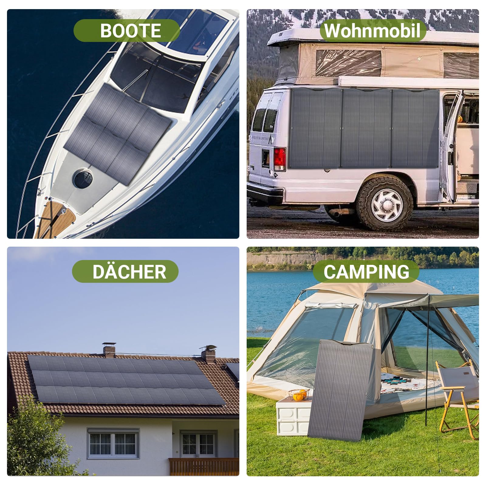 ALLPOWERS SF200 200 W pannello solare flessibile ETFE monocristallino cella fotovoltaica 12 V/32 V off-grid per camper, tetti, campeggio, barche, altre superfici