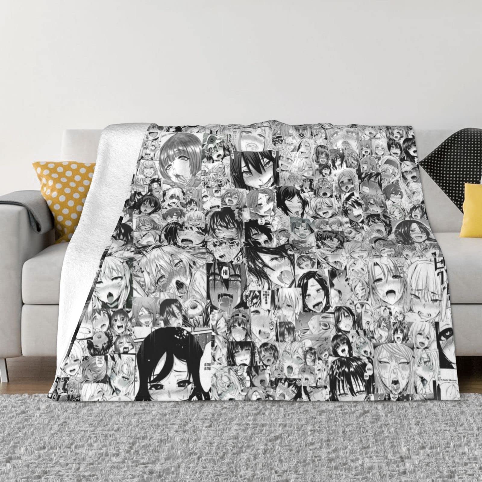 Zorin Fleece Throw Blanket 50"X40" Ahegao O-Face Kids Adults Soft Warm Fluffy Flannel Blankets Bed Sofa Blanket Bedspread For Bedroom Travel Camping