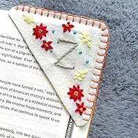 Vista 77 de Marcapáginas de esquina bordado a mano personalizado, lindo marcador de libro con flores, regalo de costura a mano para mujeres amantes de los Rojo
