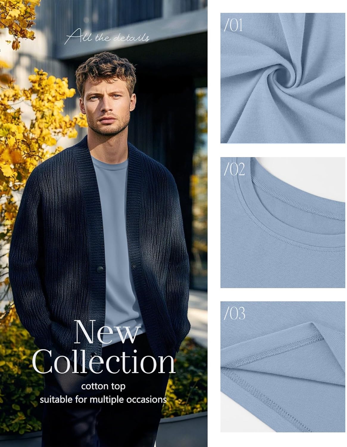 Neer 3 Pack Men's Big and Tall Cotton T-Shirts L-7xl, Long Sleeve Oversized Crewneck Tops Loose Casual Large Shirt Basic Tee - Image 5