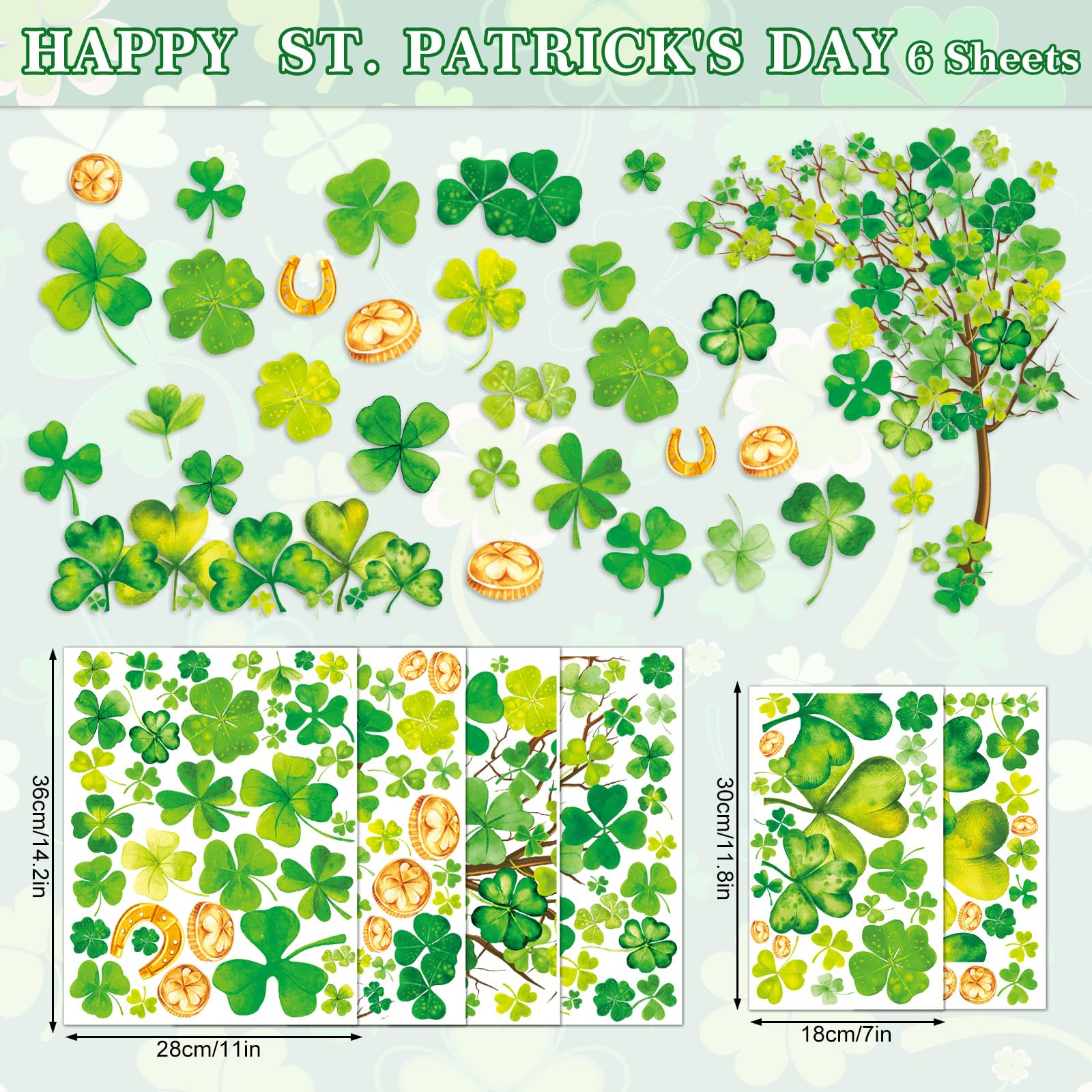 Amazon.com: Whaline 6 Sheets St. Patrick's Day Window Clings Large