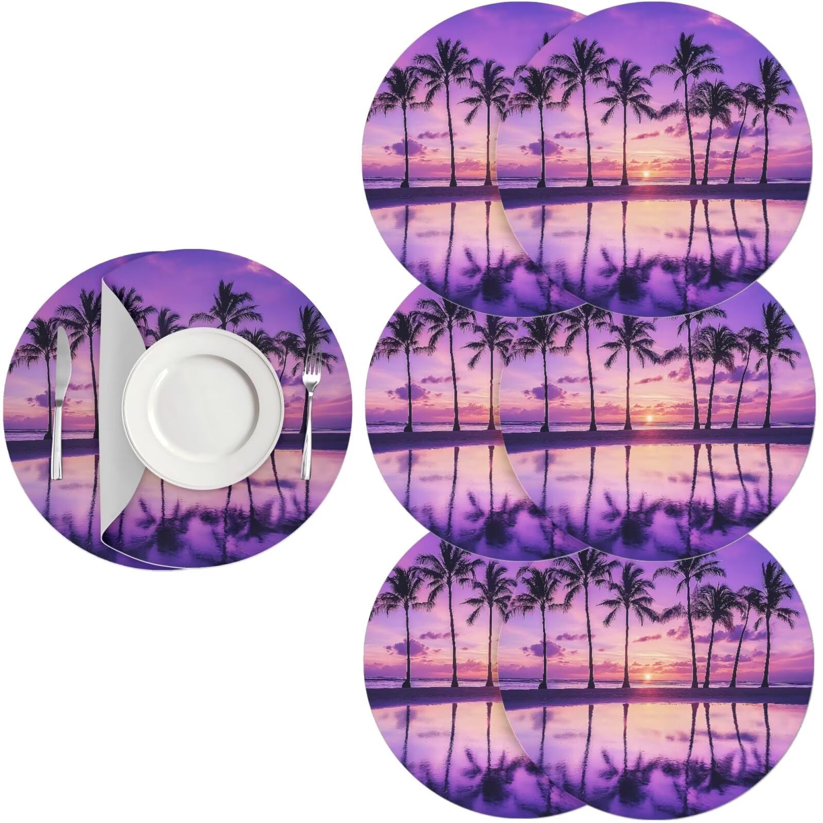 Generic Pink Strawberry Table Placemats Set of 6 Round Table Mats Decorative Wipeable Placemats for Dining Tables Easy to Clean for Party/Holiday Decor 15 Inch โ image 1