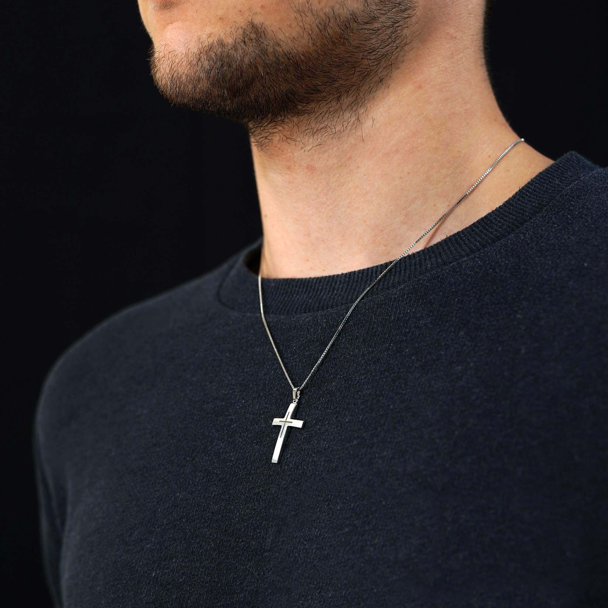 trendor Silber Kreuz mit Kette für Herren 60705