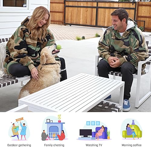 Miniatura 2 de Catalonia Sudadera extragrande tipo manta con capucha, sudadera de sherpa portátil para adultos, hombres y mujeres