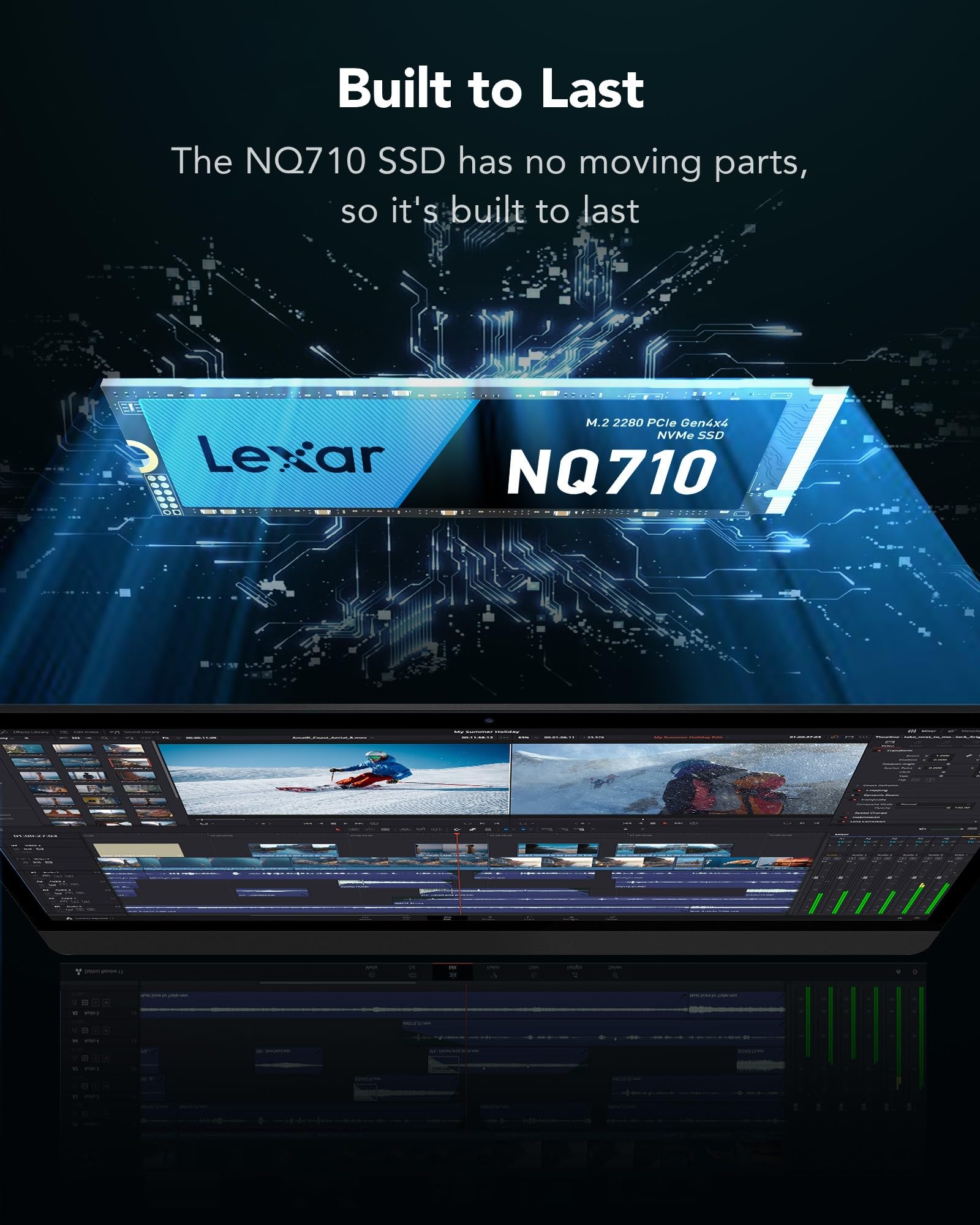 Lexar NQ710 500 GB PCIe 4.0 SSD Interno, M.2 2280 PCIe Gen4x4 NVMe 1.4, Lettura fino a 4400 MB/s, Unità a Stato Solido Interna ad Alte Prestazioni per giochi e editing video