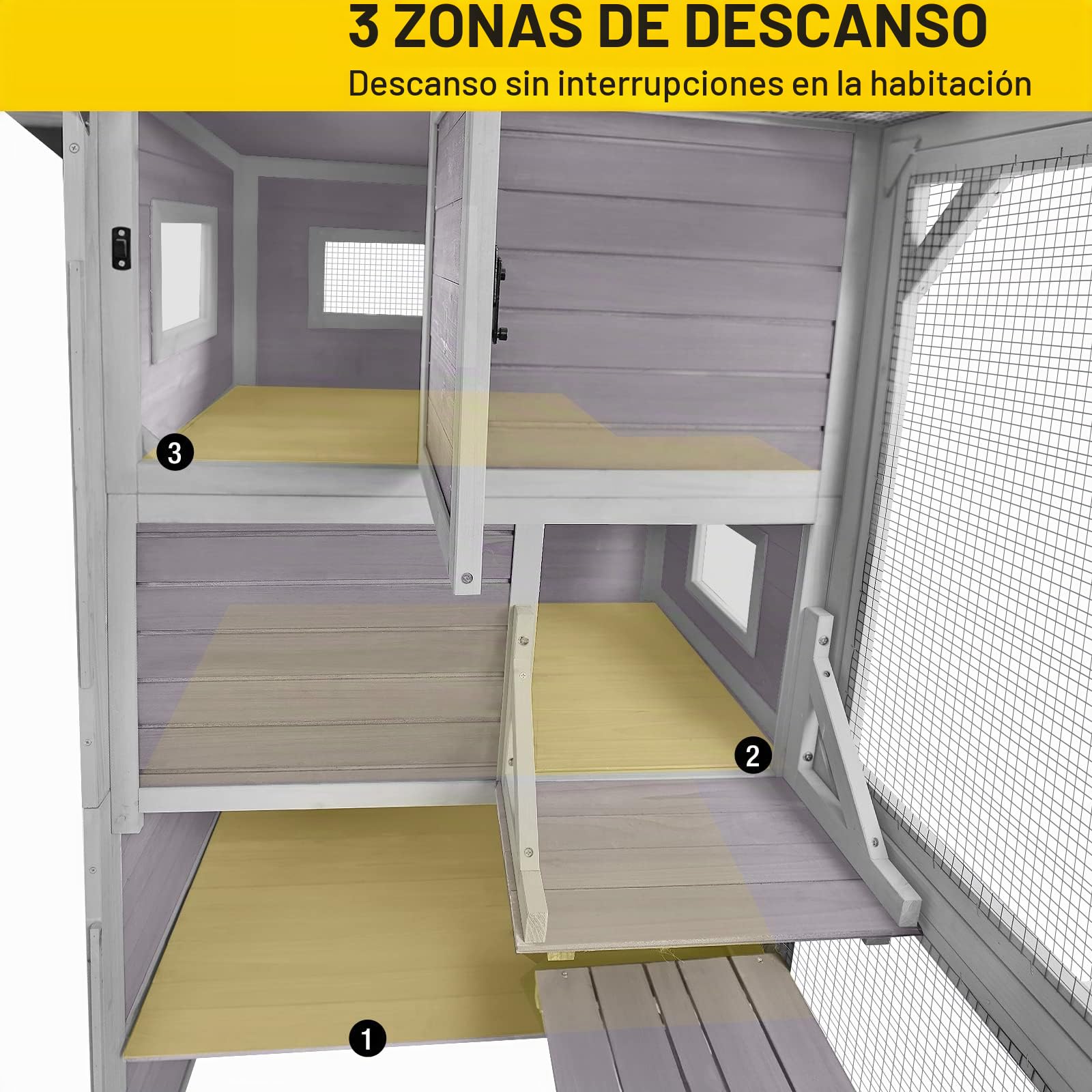 Casa para gatos al aire libre Catio con 4 niveles para gatos, jaula grande para gatos para interiores y exteriores, con techo resistente a la intemperie y habitación espaciosa