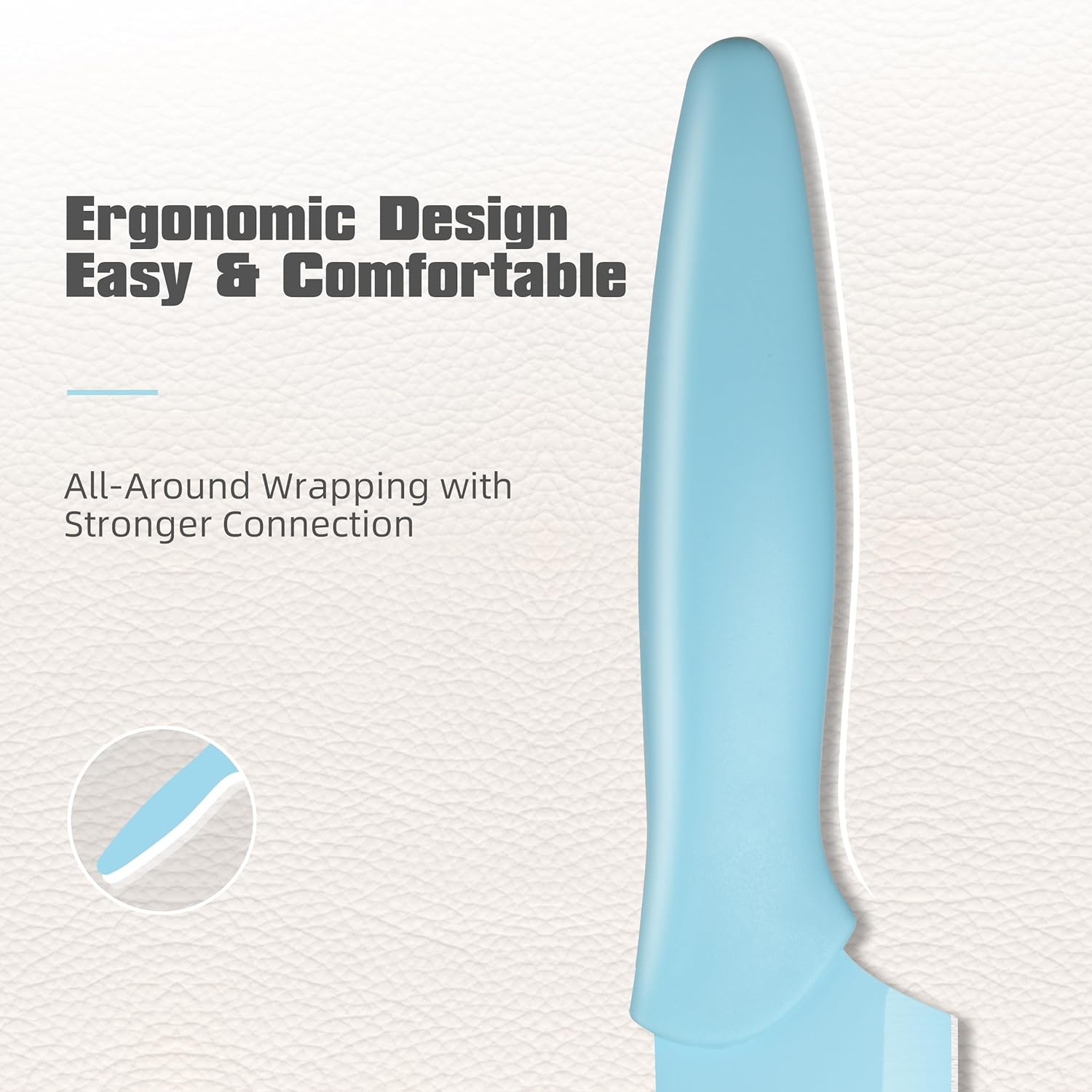 Kitchen Knife Set with Block, 14 Piece BLUE Non-Stick Paint Coating Stainless Steel Knives Set, Anti-Rust and Dishwasher Safe, 12 Knives with Kitchen Shears and Block - Image 5