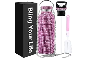 Bling Water Bottle Rhinestone,Diamond Water Bottle,Glitter Water Bottle Pink,Bling Gifts for Women,Bling...