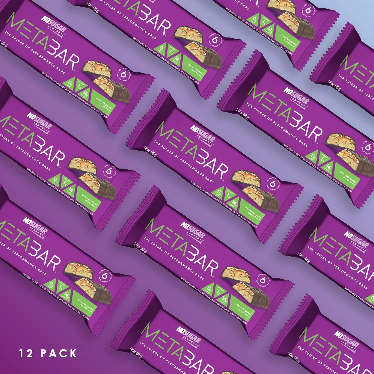 *NEW* No Sugar META BAR - High Protein Energy Bars, 0g Sugar, 14g Protein, Low Net Carb, Chocolate Caramel & Peanut - Grab & Go Protein Snack Bars with Six Layers of Decedent Delight - Gluten Free, Keto Friendly (Chocolate Peanut Crunch, 12 Bars)