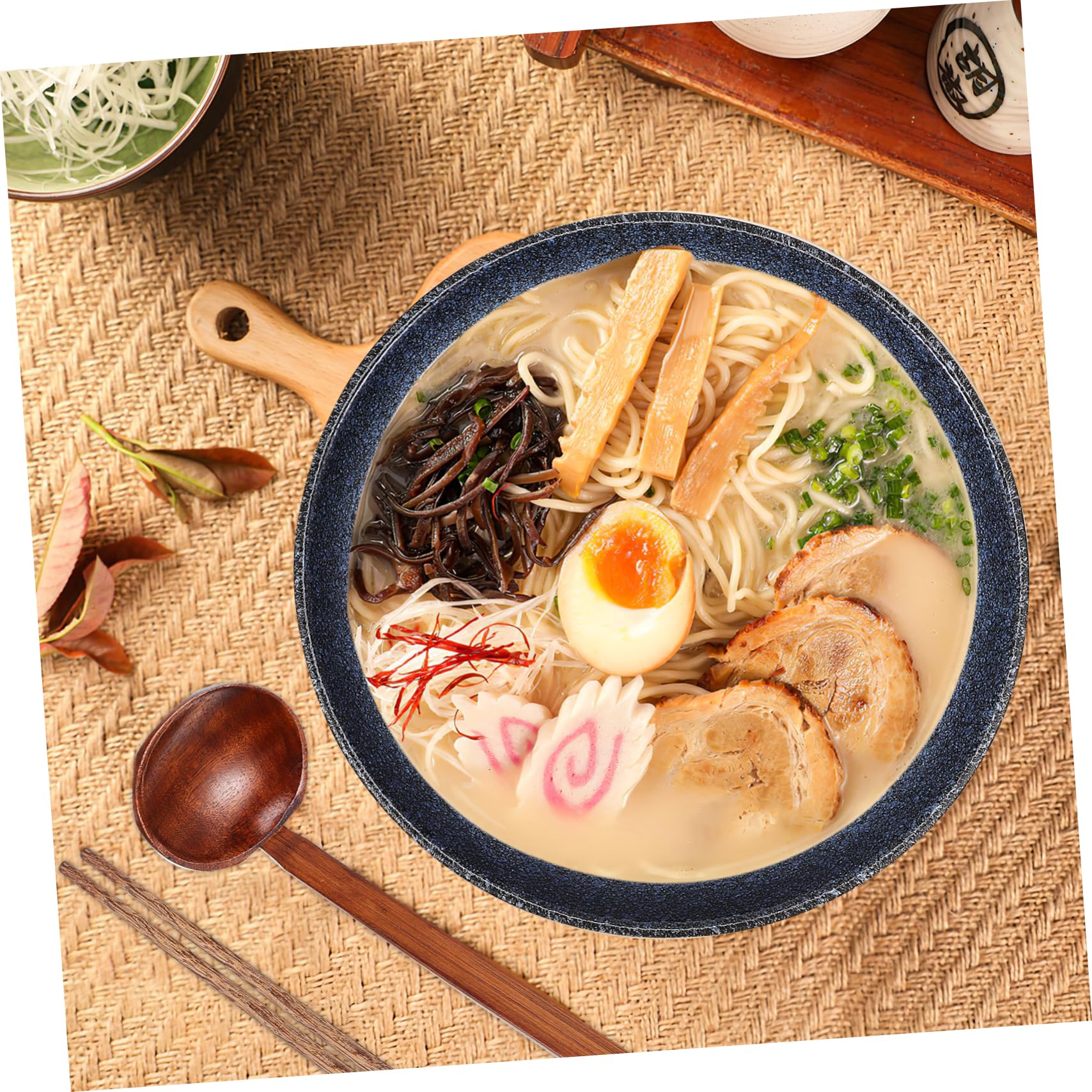 Bol à Ramen Céramique avec Kit de Baguettes et Cuillère Ensemble de Vaisselle Japonaise Bol de Baguettes Cuillère Fuite