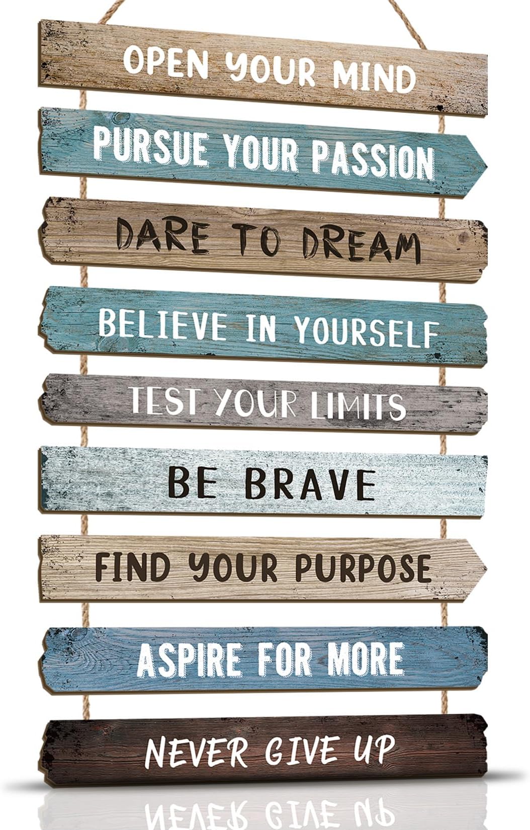 KAIRNE Set of 9 Inspirational Quotes Wall Art, Motivational Phrases Wall Sign, Inspirational Words Be Brave Wood Sign for Living Room, Bedroom, Office Decor