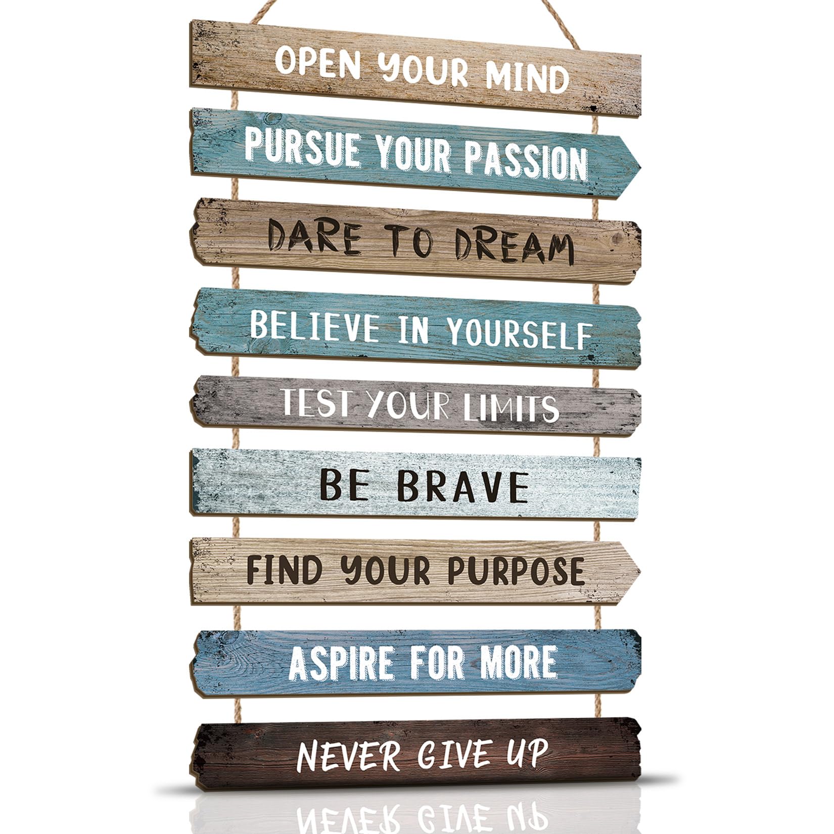 KAIRNESet of 9 Inspirational Quotes Wall Art, Motivational Phrases Wall Sign, Inspirational Words Be Brave Wood Sign for Living Room, Bedroom, Office Decor