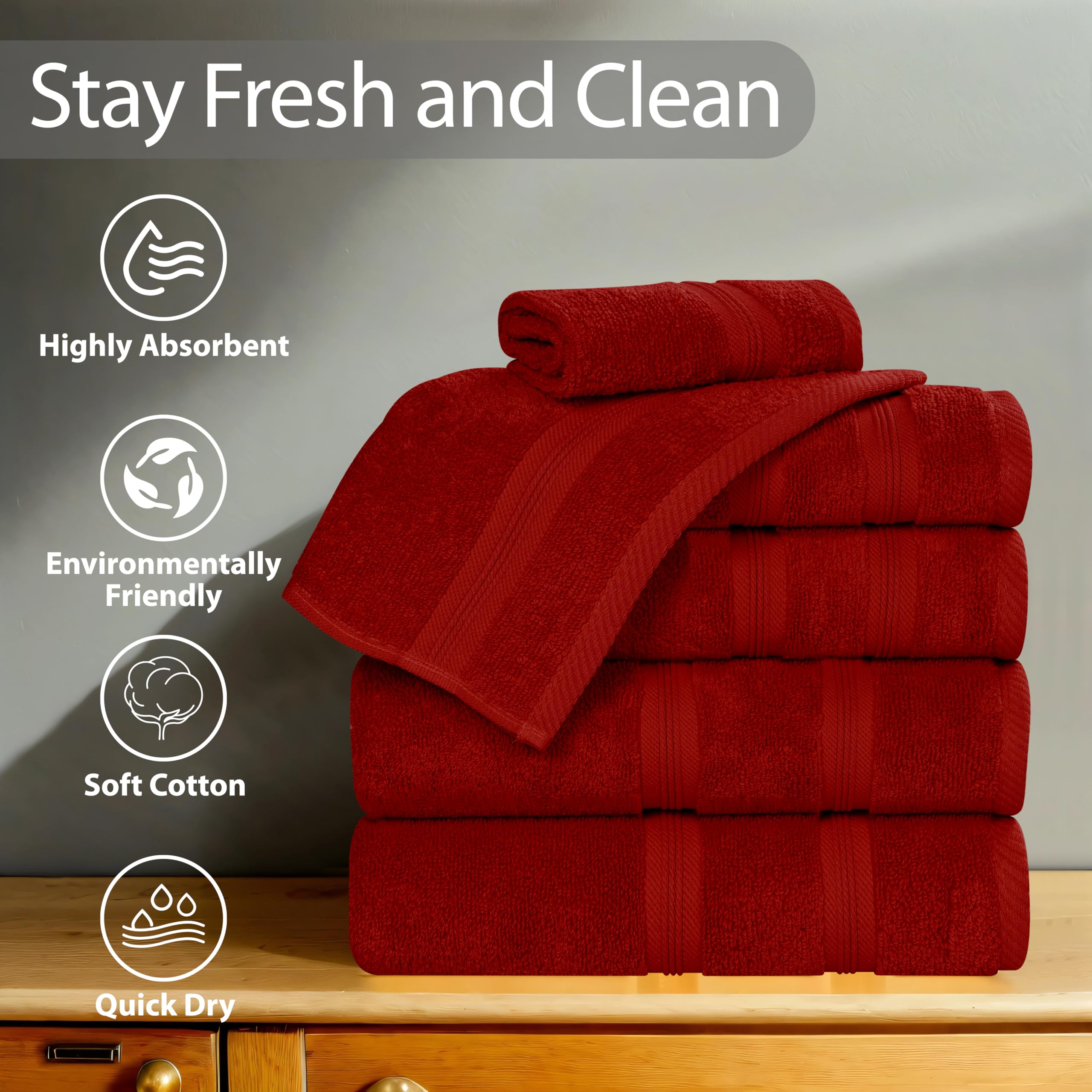 Superior Set di 6 asciugamani in cotone di alta qualità, morbidi asciugamani in peluche per spa, palestra, bagno, bagno degli ospiti, salone, cucina, arredamento, base per la casa, qualità