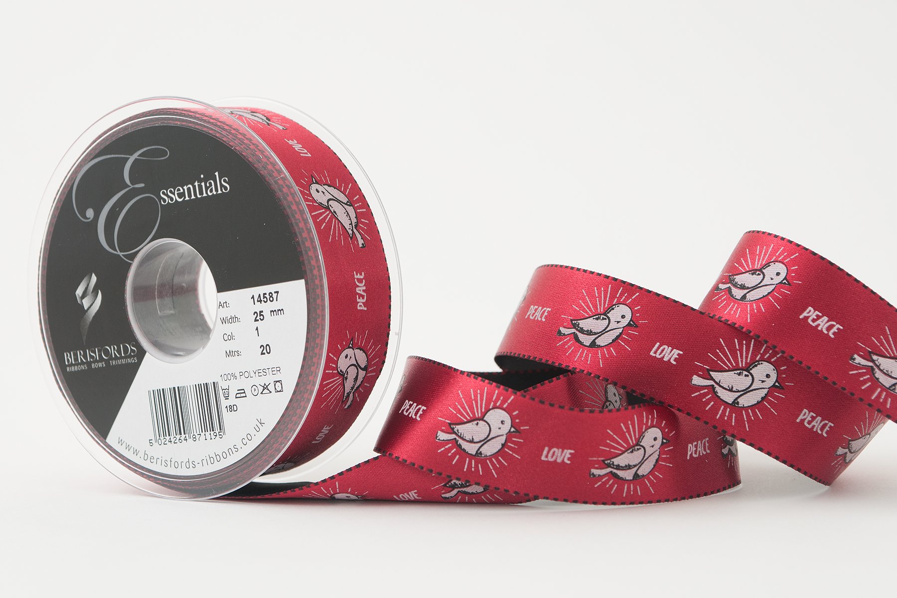 Berisfords Red Peace Chick Ribbon