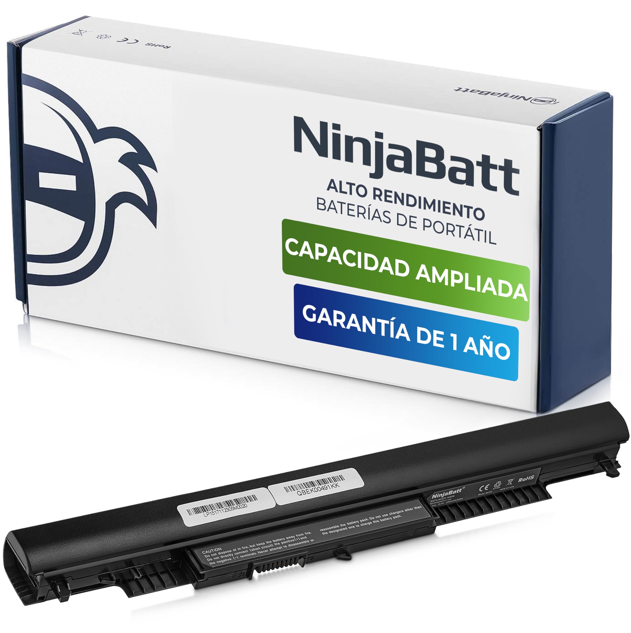 NinjaBatt - Batería para HP 807957-001 807956-001 HS04 HS03 HSTNN-LB6V 807612-421 HSTNN-LB6U 250 G5 807611-421 TPN-C125 15-AF067SA 843532-851 – Larga duración [4 Celdas/2200mAh/33Wh]