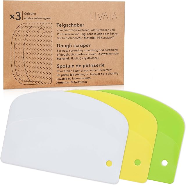 Dough Scraper: 3x Dough Cutter and Scraper  Cake Scraper  Plastic Scraper  Pastry Cutters for Baking  Spatula Baking  LIVAIA Spatula Kitchen Set