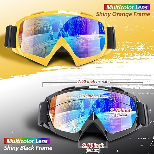 Miniatura 9 de Braylin Gafas de esquí para adultos, paquete de 2 gafas de snowboard para jóvenes, adolescentes, hombres y mujeres, gafas de moto de nieve de visión